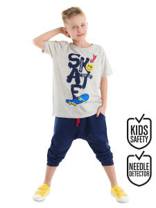 Mavi Kaykay Erkek Çocuk T-shirt Kapri Şort Takım - MSHB&G