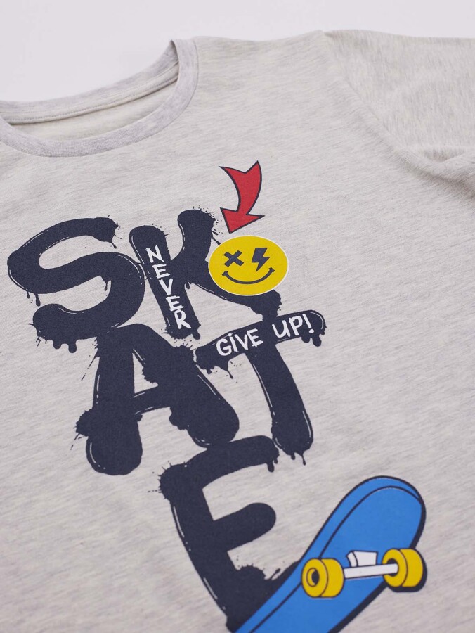 Mavi Kaykay Erkek Çocuk T-shirt Kapri Şort Takım - 5