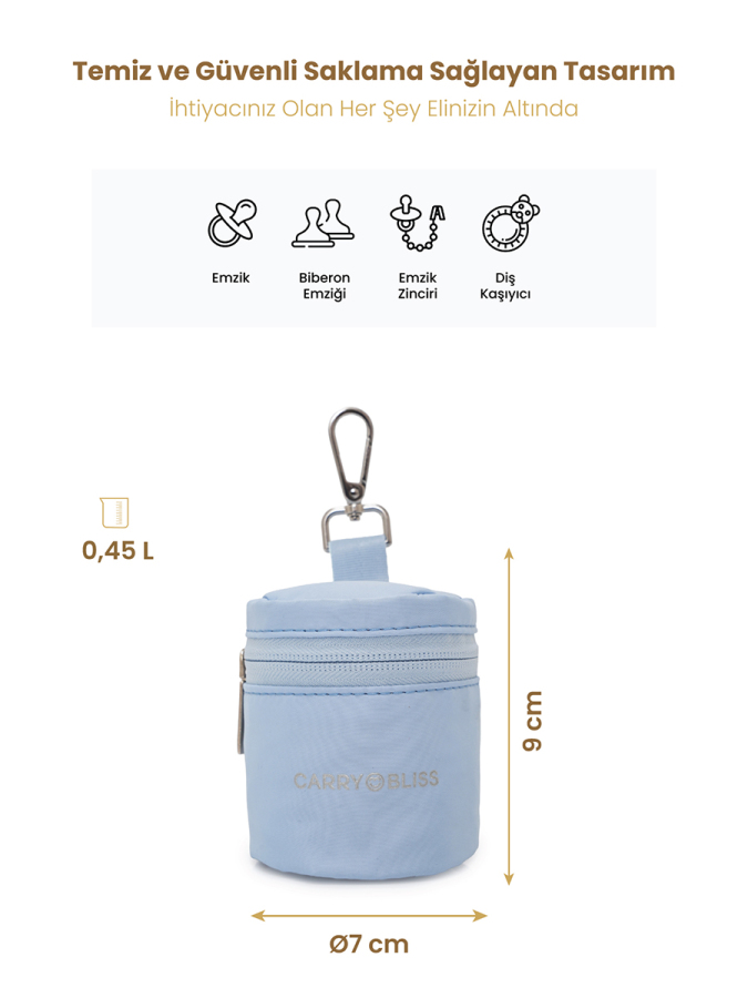 Mavi PaciPal Astarlı Emzik Saklama Çantası - 2