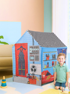 Mavi Yarış Arabalı Erkek Çocuk Oyun Evi Katlanabilir ve Eğlenceli Oyun Çadırı - Molie