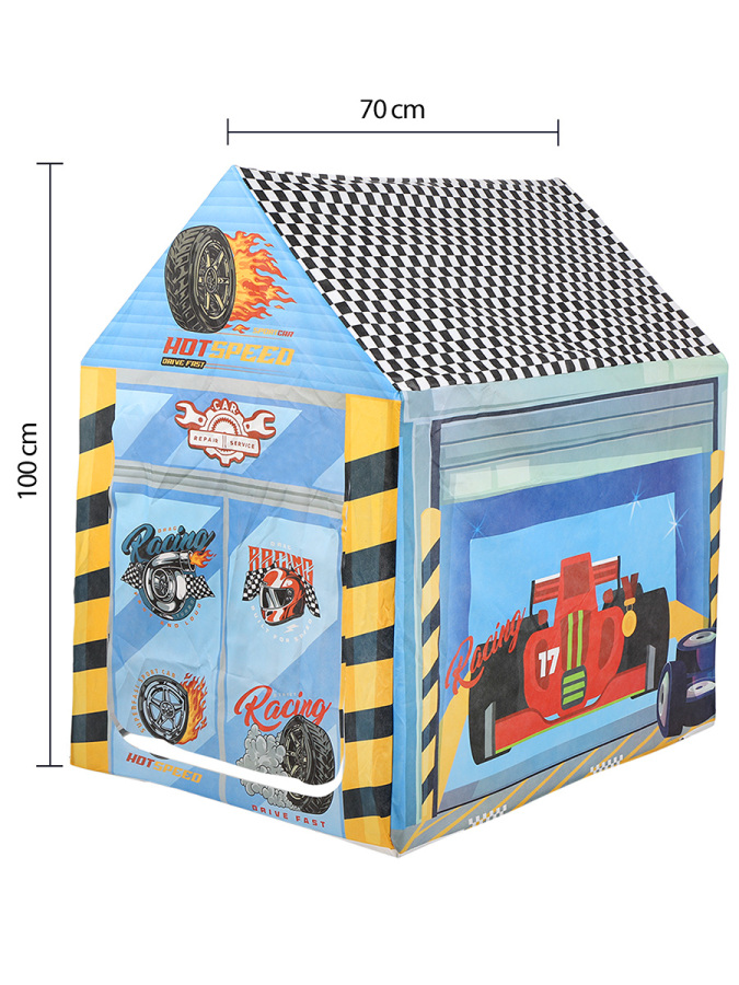 Mavi Yarış Arabalı Erkek Çocuk Oyun Evi Katlanabilir ve Eğlenceli Oyun Çadırı - 2