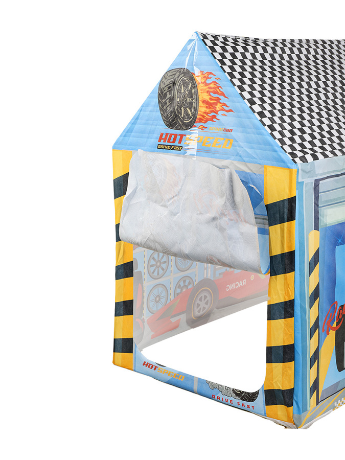 Mavi Yarış Arabalı Erkek Çocuk Oyun Evi Katlanabilir ve Eğlenceli Oyun Çadırı - 6