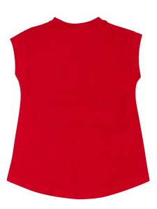 Kırmızı Meow Pow Çizgili Kız Çocuk Yazlık T-shirt Tayt Takım - 6