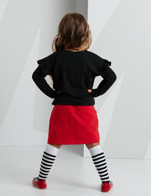 Meow Red Black Girl Skirt Set