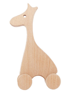 Meraklı Zürafa Boyasız Ahşap Hayvan Figürü, Masif Kayın, 18 Ay+ - CwwToys