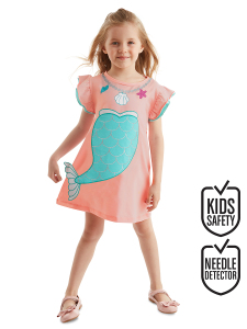 Mermaid Pink Girl Dress - Denokids