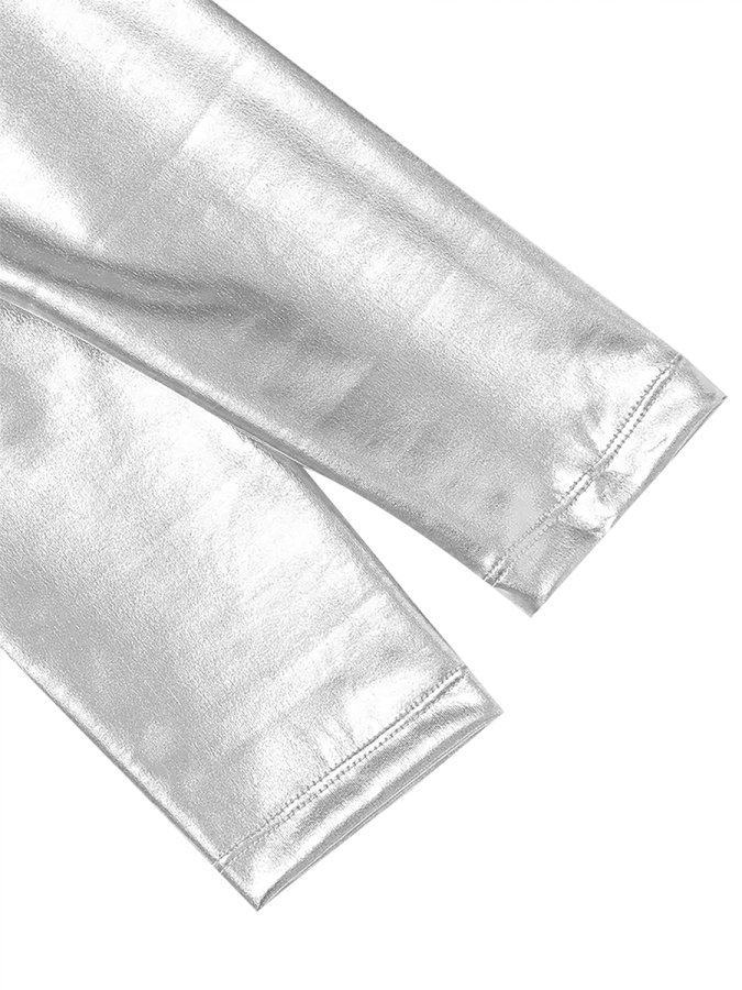 Metalic Silver Grey Girl Leggings - 4