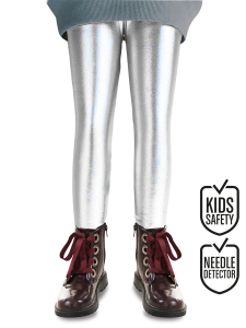 Metalic Silver Grey Girl Leggings - Denokids