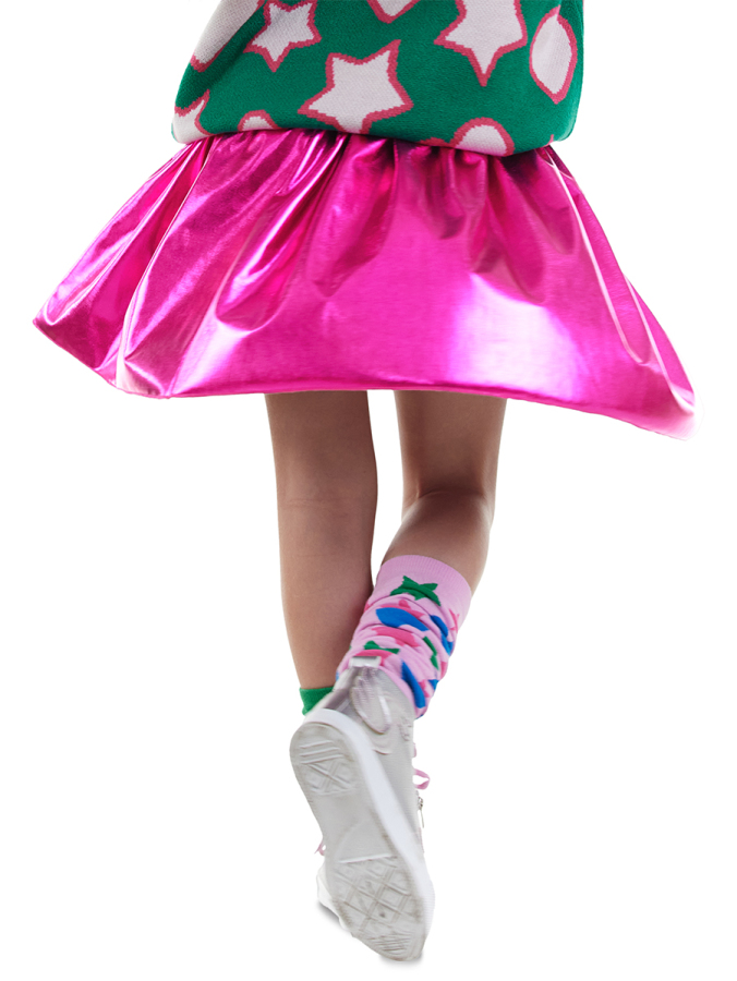 Metallic Pink Foil Girl Skirt - 2
