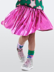 Metallic Pink Foil Girl Skirt - Denokids