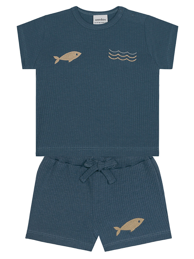 Minik Denizciler Kısa Kollu Tshirt Şort Set - 2