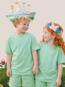 Mint Bisiklet Yaka Oversize T-shirt Çocuk Unisex %100 Pamuk - MSHB&G