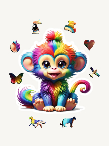 Monkey, 14 Parça Ahşap Yapboz, Bul Tak Puzzle - NcPuzzles