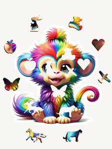 Monkey, 14 Parça Ahşap Yapboz, Bul Tak Puzzle - 4
