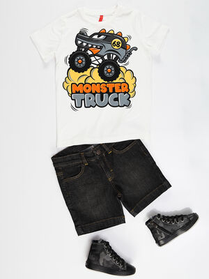 Monster Cars Boy Denim Shorts Set