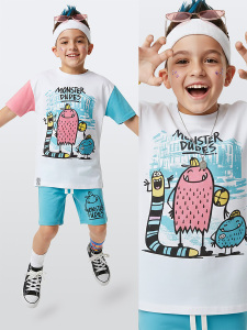 Monster Dudes Erkek Çocuk T-shirt Şort Takım - Denokids