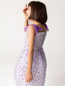 Mor Askılı Ve Benekli Jakar Kız Çocuk Elbise - 2