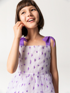 Mor Askılı Ve Benekli Jakar Kız Çocuk Elbise - 4