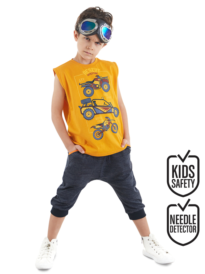 Motocross Erkek Çocuk T-shirt Kapri Şort Takım - 1