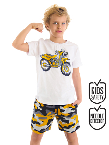Motorcycle Erkek Çocuk Yazlık T-shirt Kamuflaj Şort Takım - MSHB&G