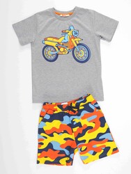 Motosiklet Kamuflaj Erkek Çocuk T-shirt Şort Takım - Thumbnail
