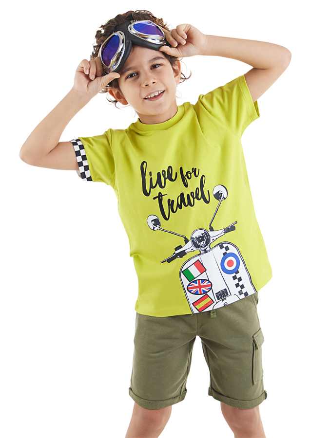 Motosiklet Turu Erkek Çocuk Yazlık T-Shirt Şort Takım - 1