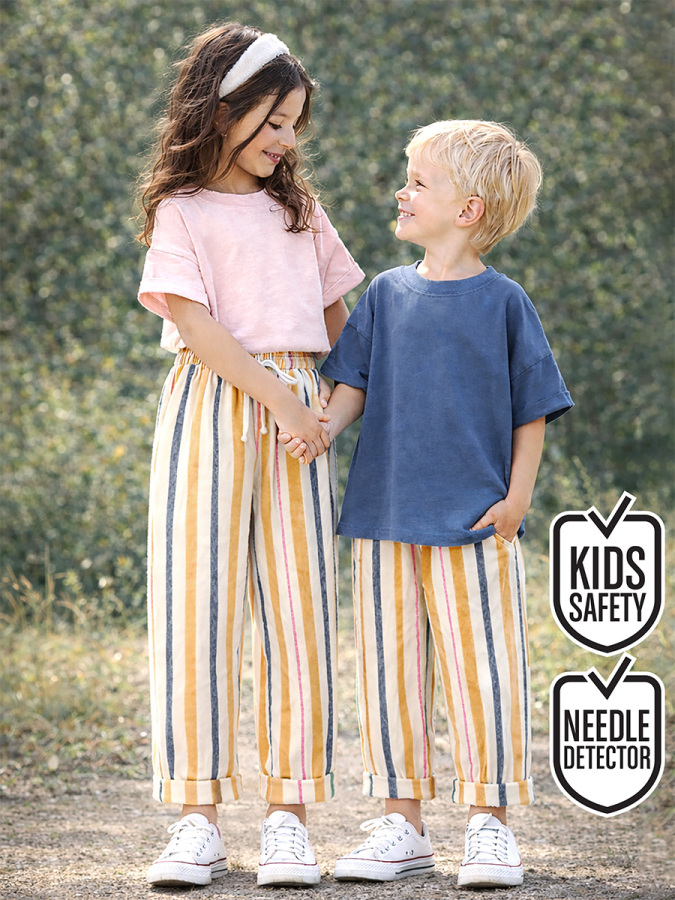 Mustard&Blue Striped Unisex Children's Pant - 1