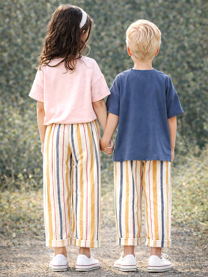 Mustard&Blue Striped Unisex Children's Pant - 2