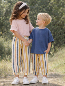 Mustard&Blue Striped Unisex Children's Pant - MSHB&G
