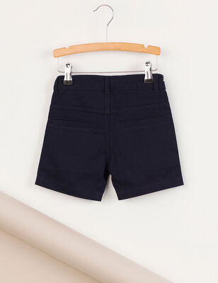 Navy Blue Flat-Front Boy Gabardine Shorts