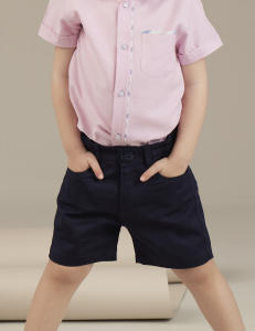 Navy Blue Flat-Front Boy Gabardine Shorts - Ollie&Olla