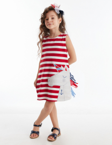 Navy Unicorn Girl Dress - Denokids