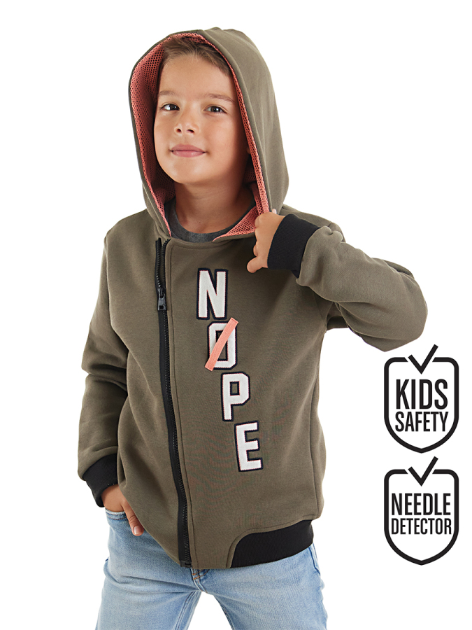Nope Boy Khaki Zip-up Hoodie - 1