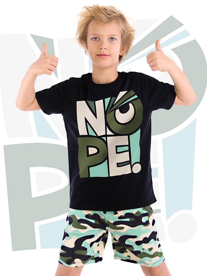 Nope Erkek Çocuk Yazlık T-shirt Kamuflaj Şort Takım - 1
