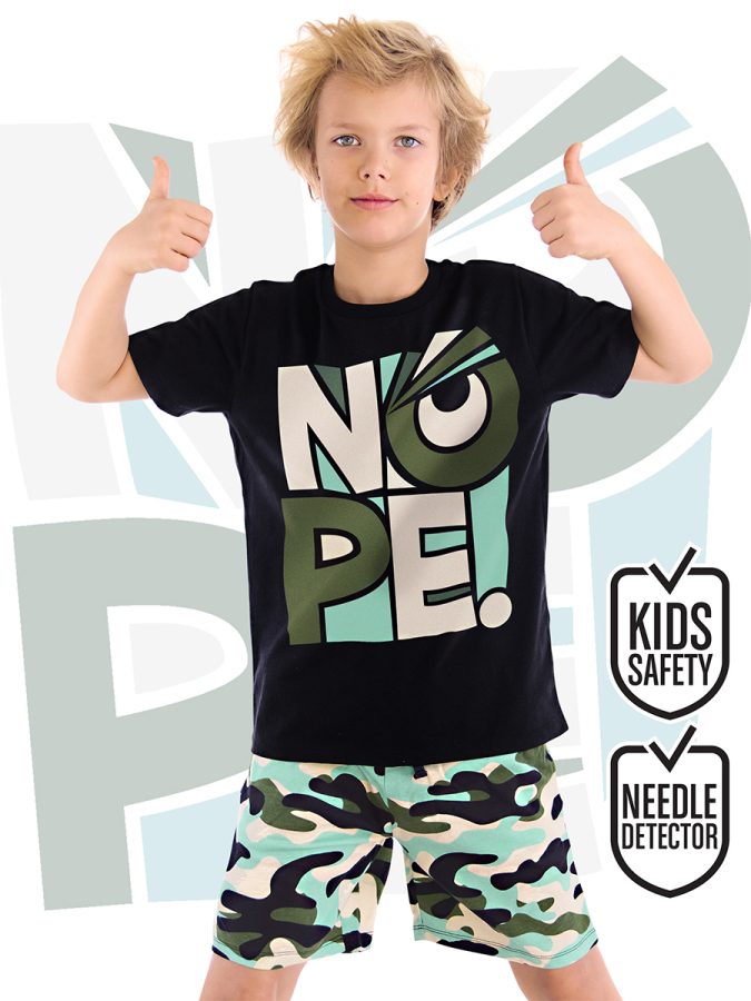 Nope Erkek Çocuk Yazlık T-shirt Kamuflaj Şort Takım - 1