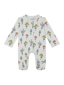 Organik Bej Çıtçıtlı Uzun Kollu Kız Bebek Patikli Tulum - Antebies