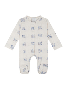 Organik Bej Ekose Uzun Kollu Kız Bebek Patikli Tulum - Antebies