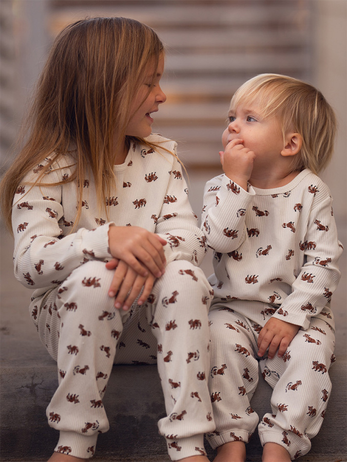 Organik Bej Erkek Çocuk Pijama Takımı - 4