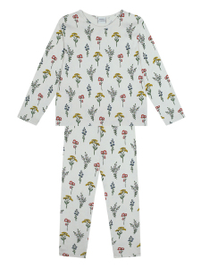 Organik Bej Uzun Kollu Kız Çocuk Pijama Takımı - 1