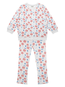 Organik Beyaz Kız Çocuk Sweatshirt Tayt Takımı - 1