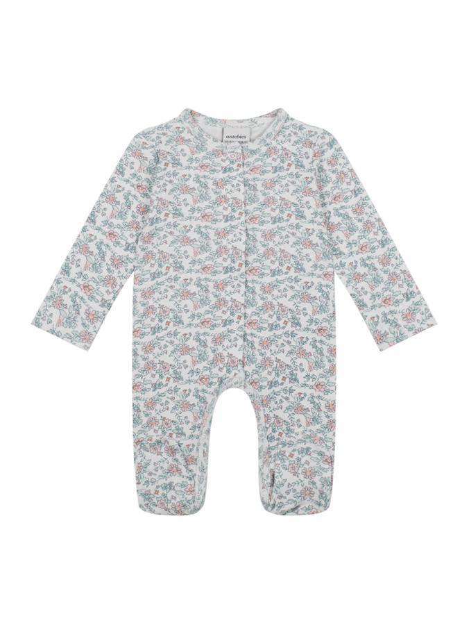 Organik Beyaz Uzun Kollu Kız Bebek Patikli Tulum - 1