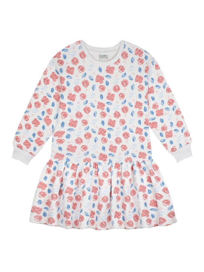 Organik Beyaz Uzun Kollu Kız Çocuk Elbise - 1