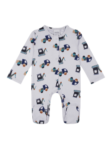 Organik Gri Kamyon Çıtçıtlı Uzun Kollu Erkek Bebek Tulum - Antebies