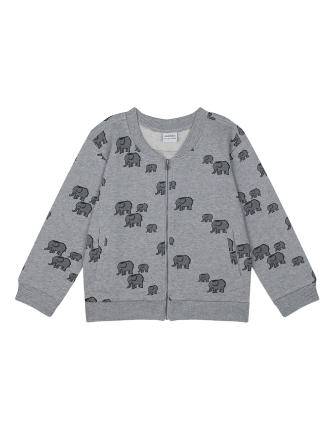 Organik Gri Melanj Erkek Çocuk Bomber Ceket - 1