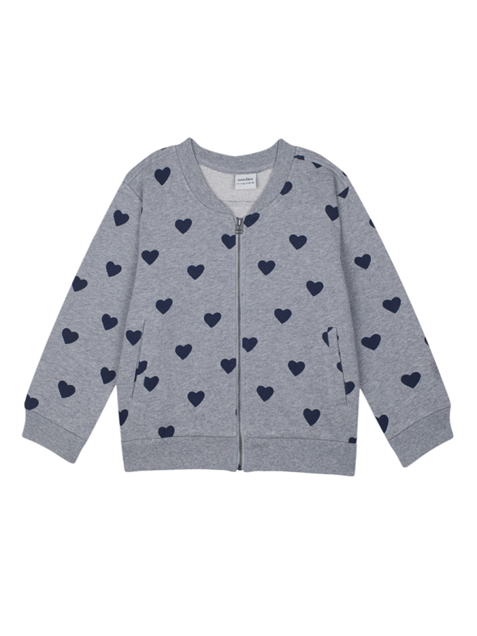 Organik Gri Melanj Kız Çocuk Bomber Ceket - 1