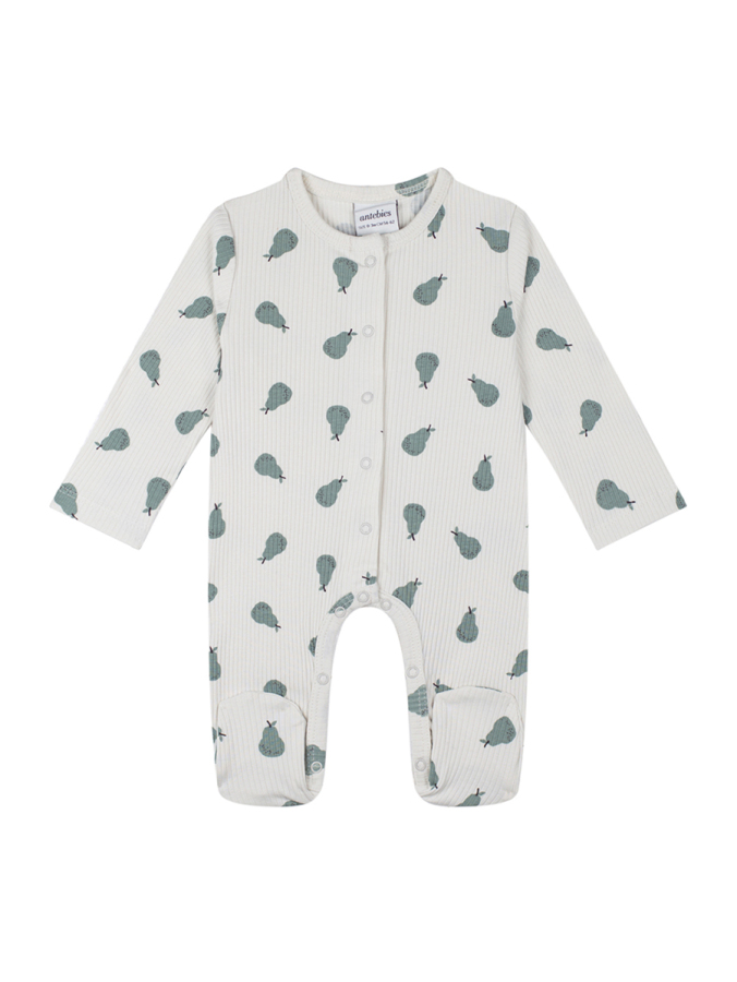 Organik Gri Yeşil Çıtçıtlı Uzun Kollu Bebek Patikli Tulum - 1