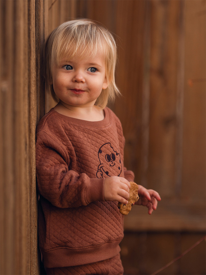 Organik Kahverengi Erkek Bebek Sweatshirt Eşofman Takımı - 1