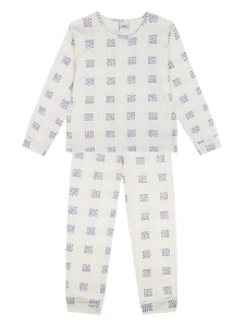 Organik Krem Uzun Kollu Kız Çocuk Pijama Takımı - Antebies