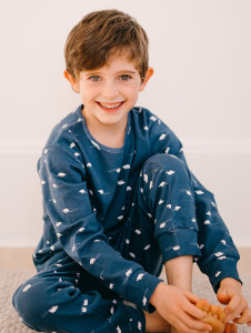 Organik Lacivert Kutup Ayısı Erkek Çocuk Pijama Takımı - 1