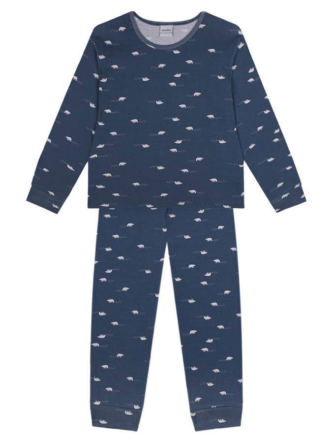 Organik Lacivert Kutup Ayısı Erkek Çocuk Pijama Takımı - 2
